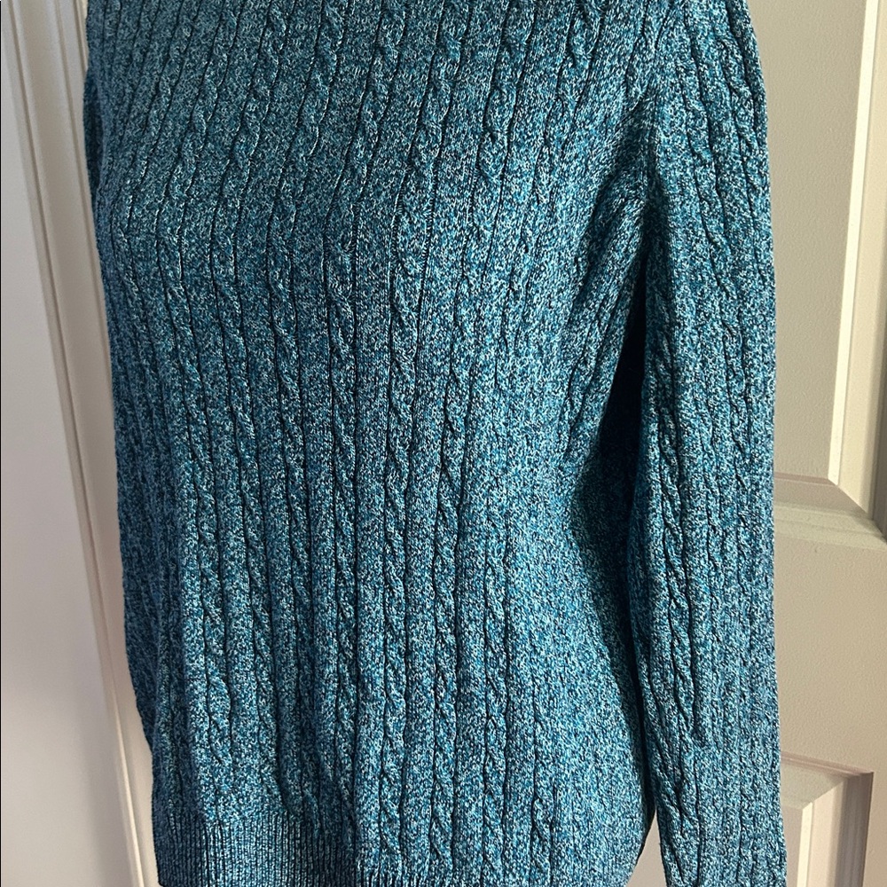 Kim Rogers Blue Marbled Cable Knit Cotton Sweater XL - Picture 2 of 7
